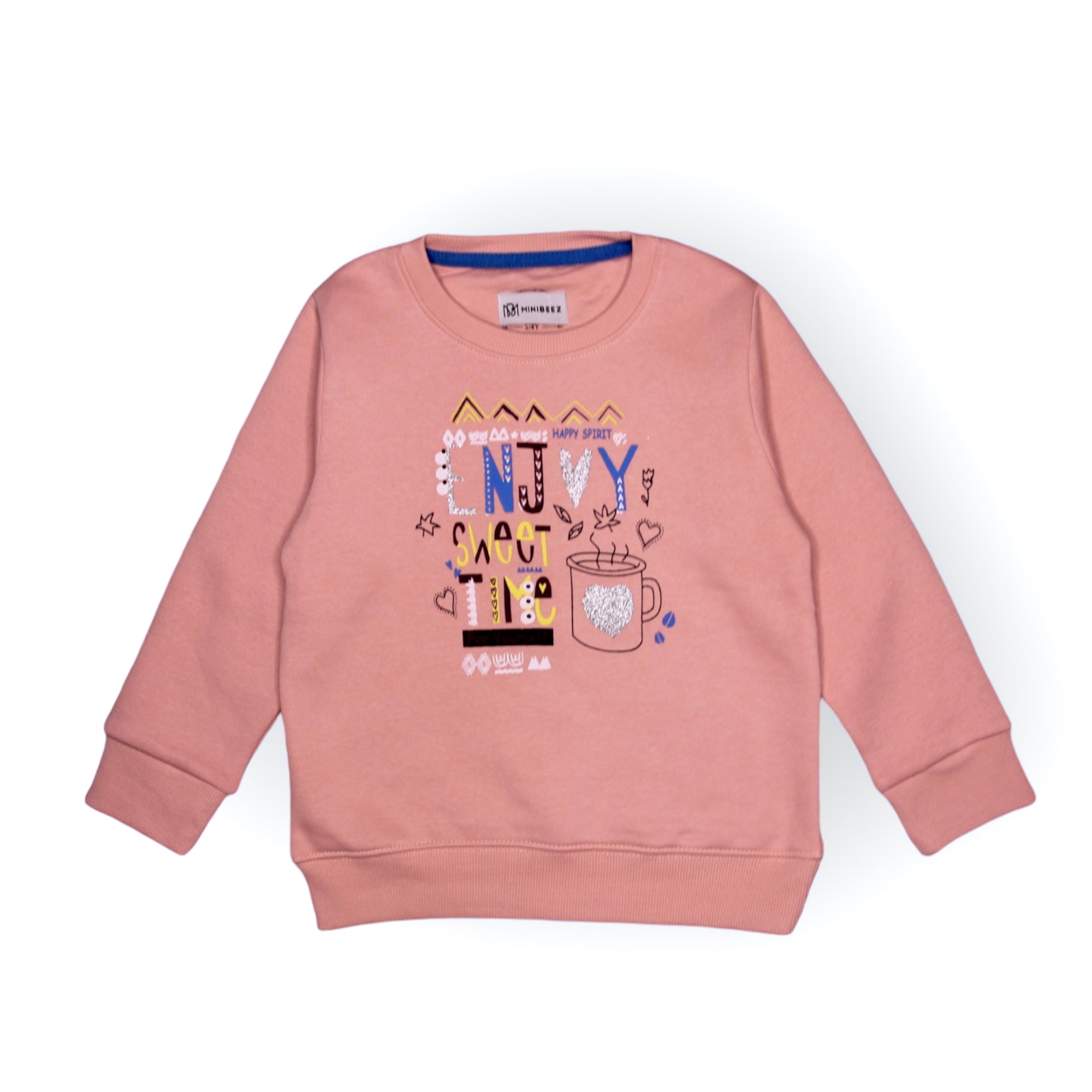 GIRL PEACH-ENJOY SWEET TIME FLEECE SWEATSHIRT