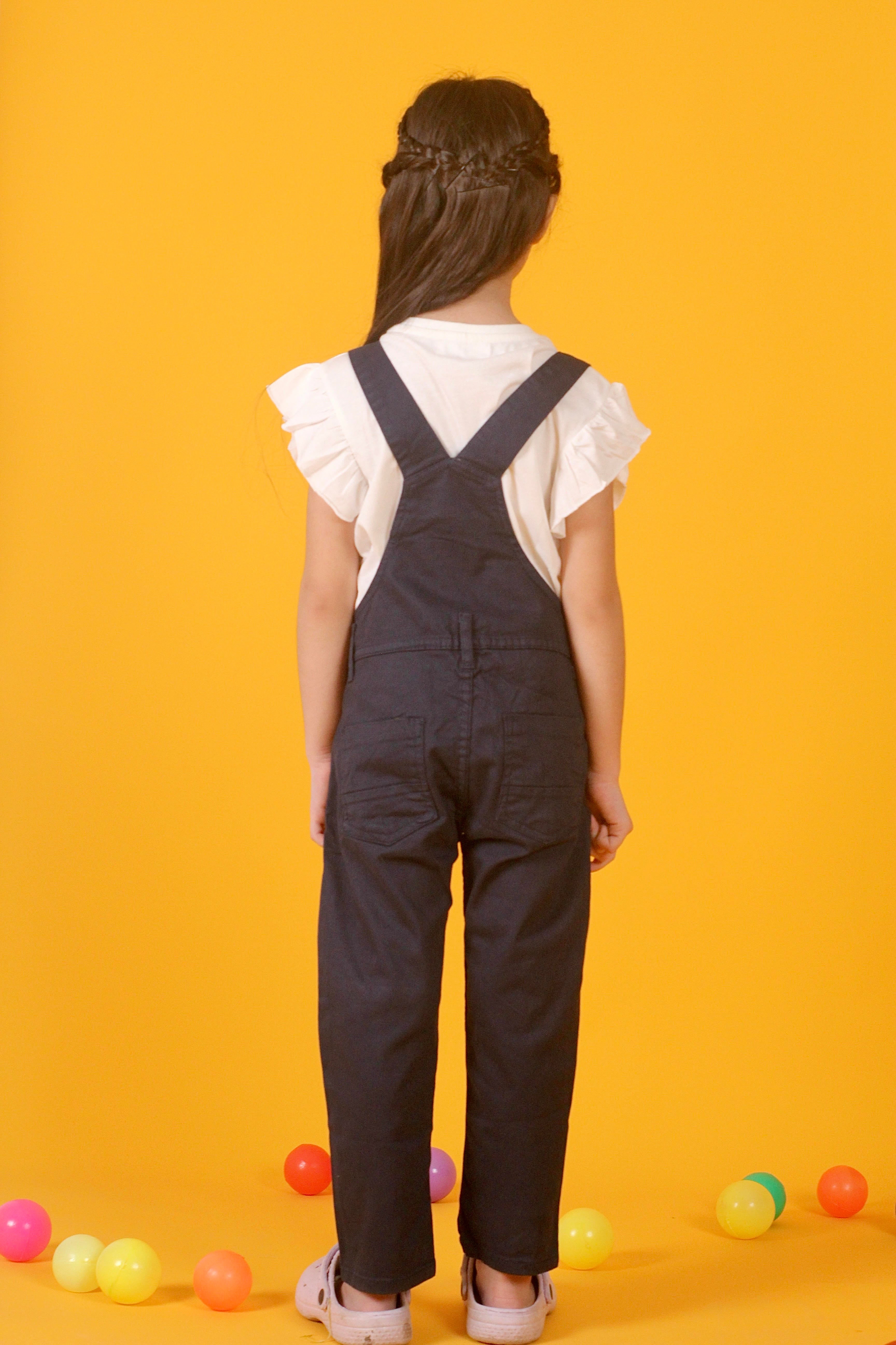 Cotton twill navy blue dungaree unisex