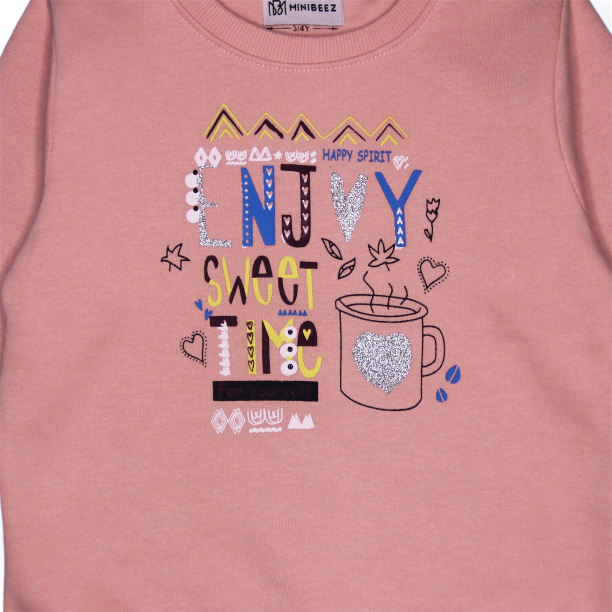 GIRL PEACH-ENJOY SWEET TIME FLEECE SWEATSHIRT