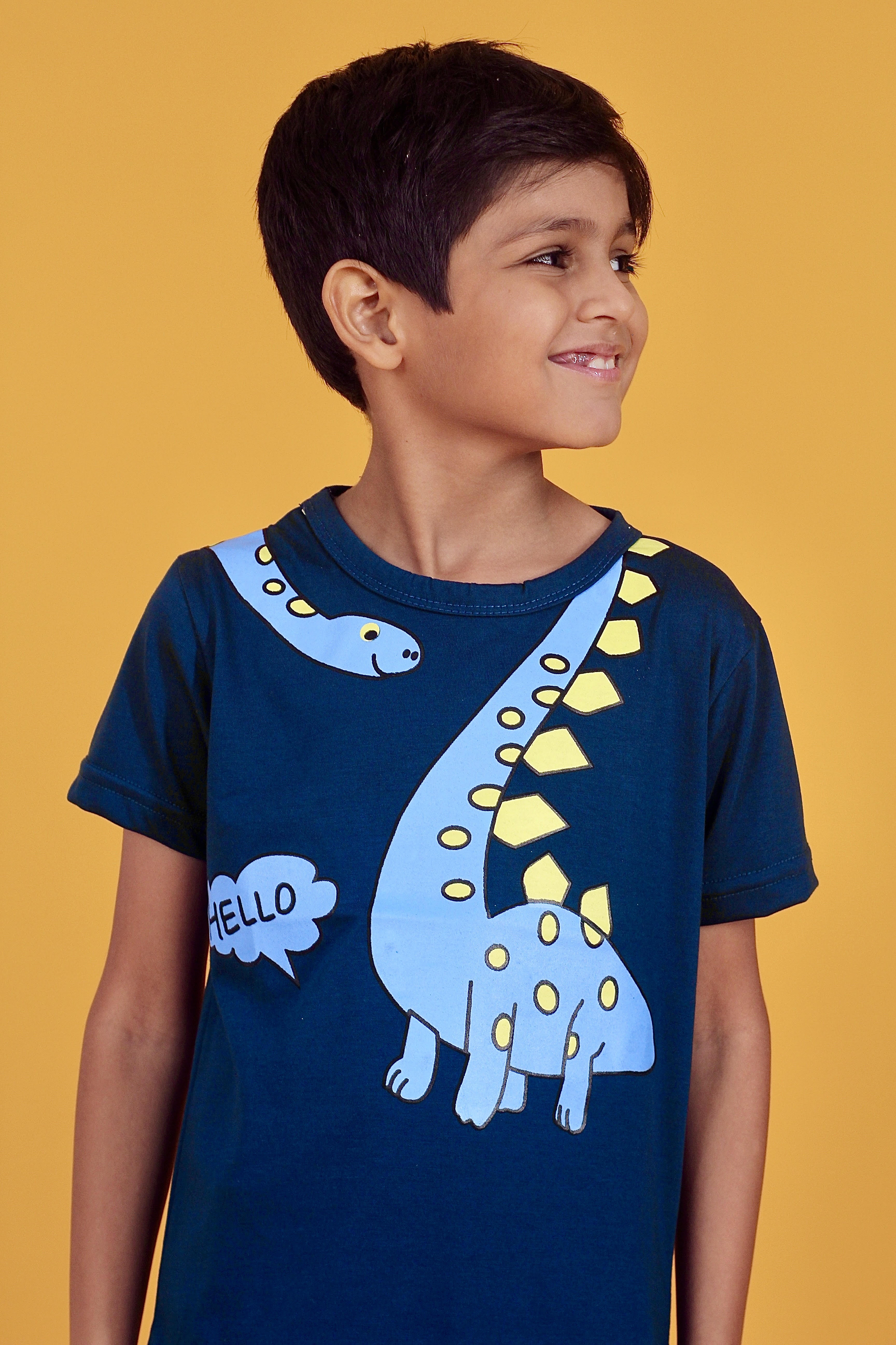 Navy blue dyno lycra jersey T-shirt boy
