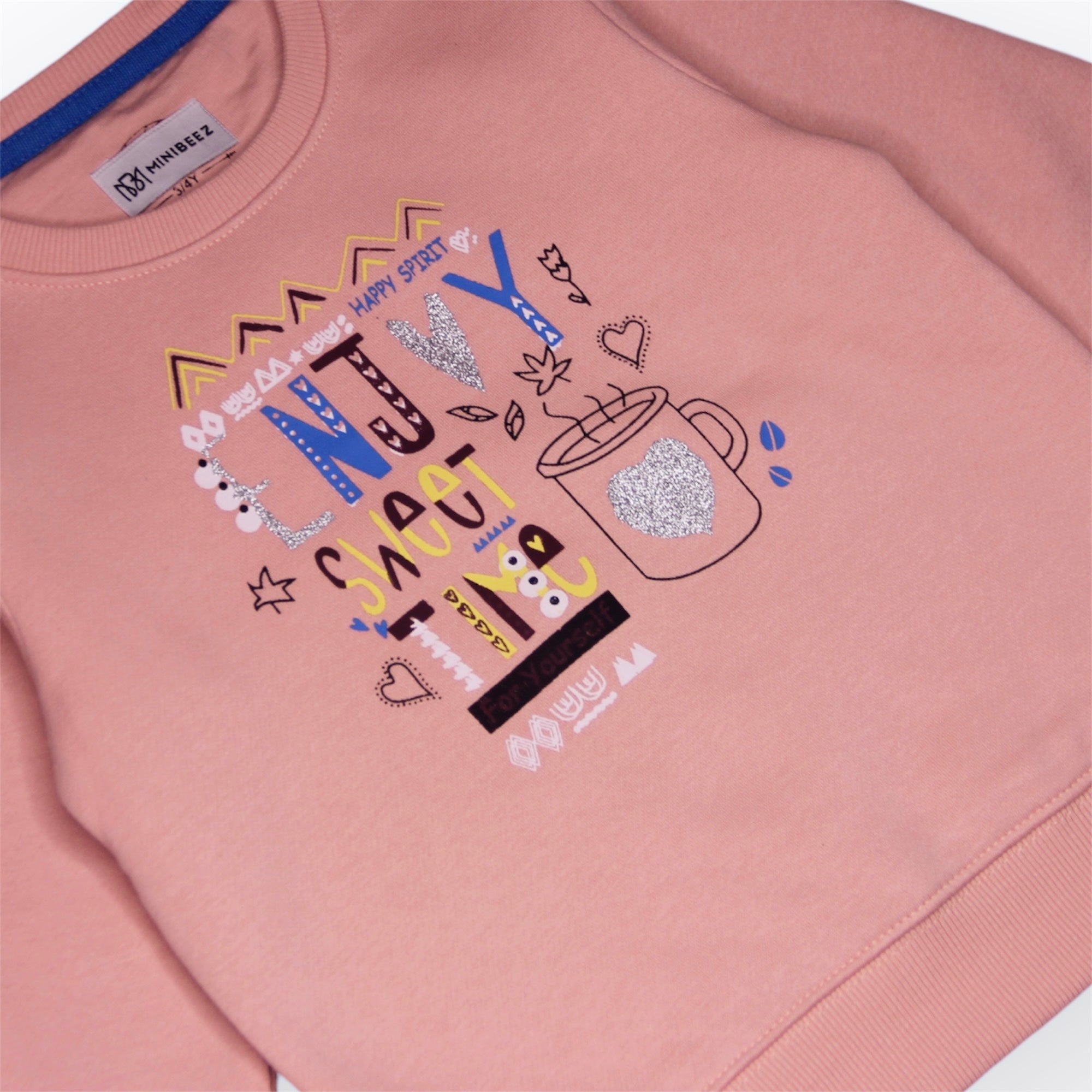GIRL PEACH-ENJOY SWEET TIME FLEECE SWEATSHIRT