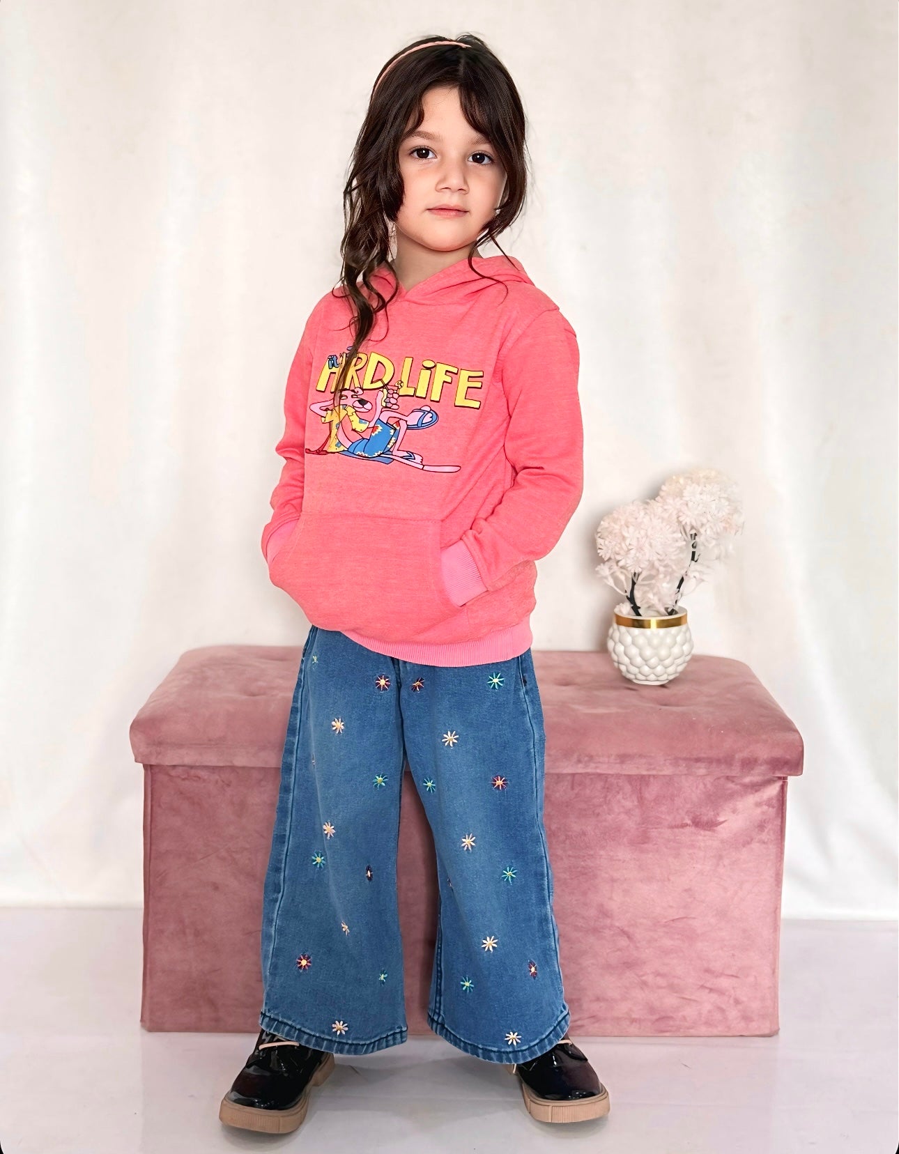 GIRL TERRY HOODIE PINK PANTHER