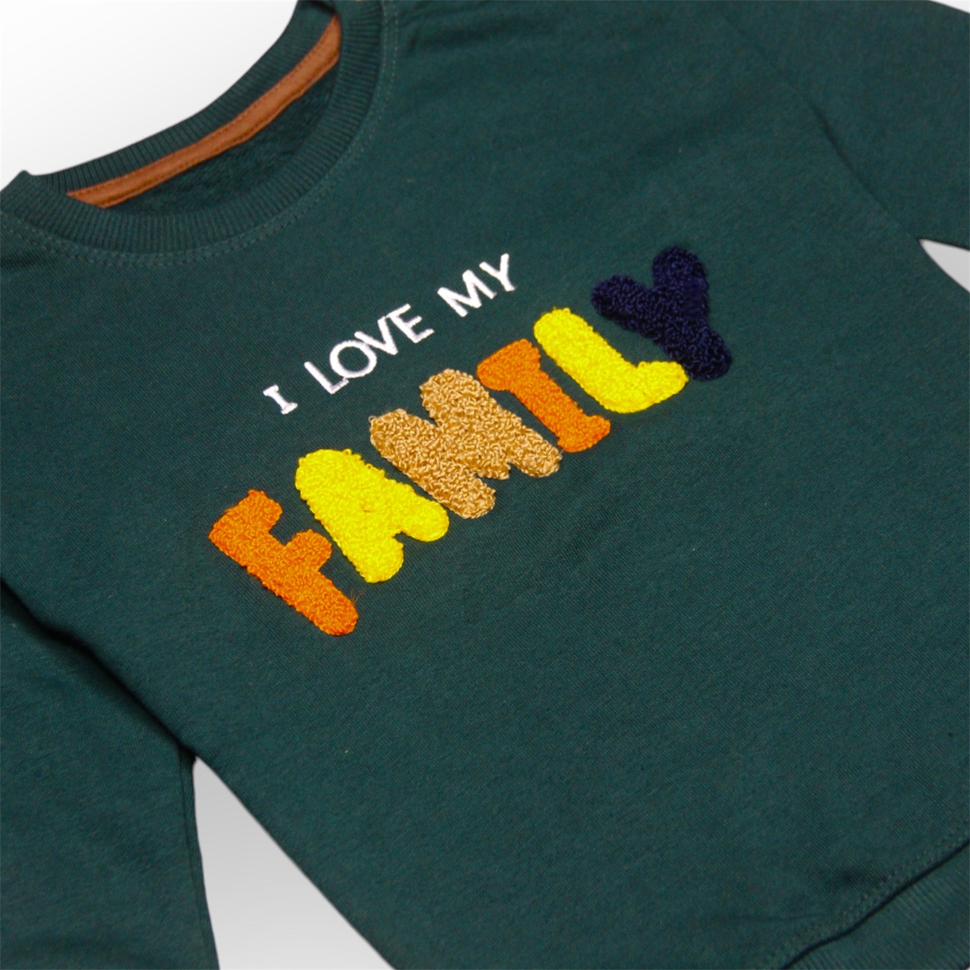BOY/GIRL I LOVE MY FAMILY FLEECE SWEATSHIRT-GREEN