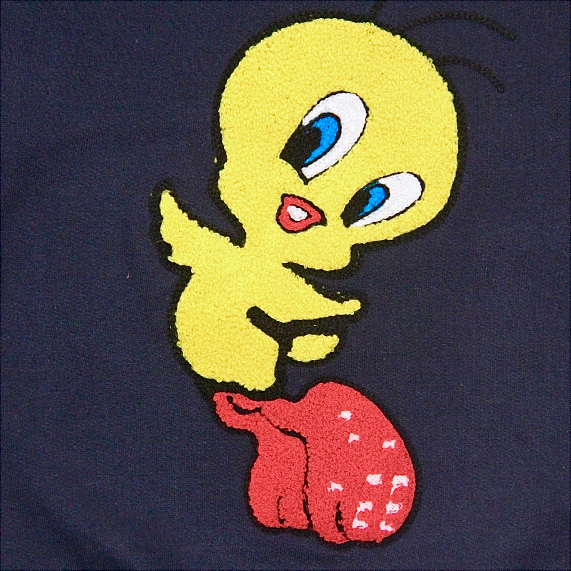 GIRL FLEECE SWEATSHIRT EMBROIDERED DARK NAVY BLUE TWEETY