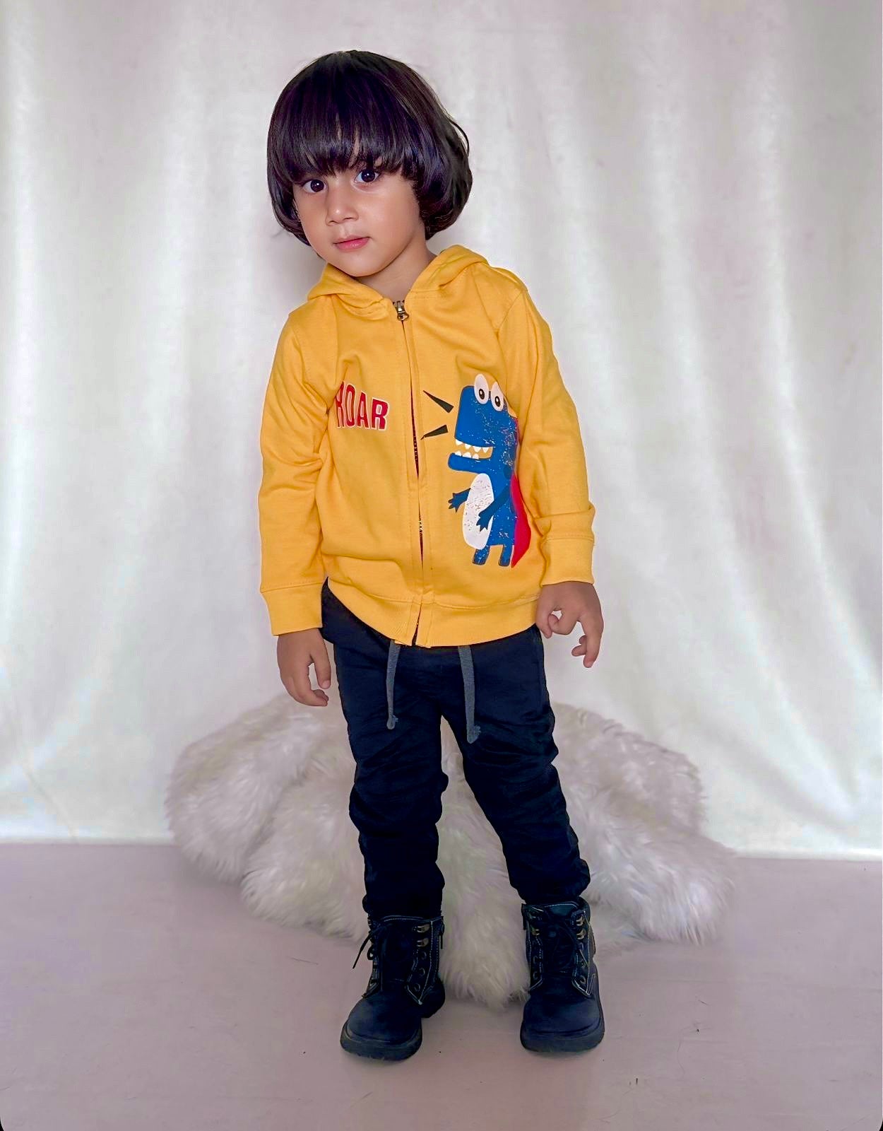 BOY FLEECE ZIPPER YELLOW ROAR