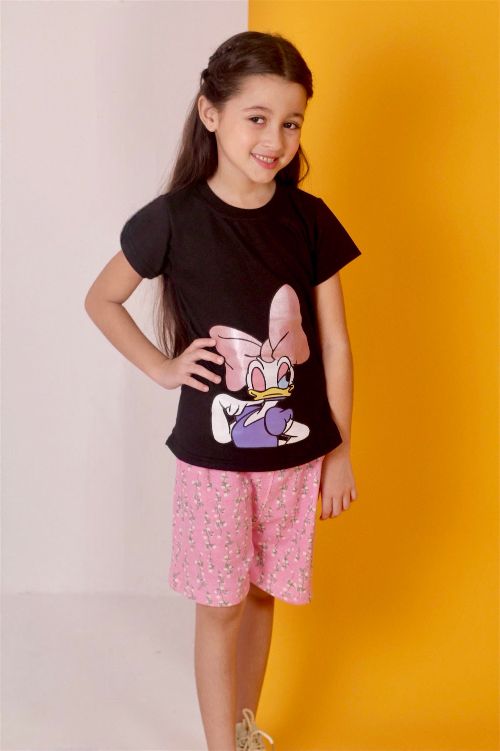 Daisy duck lycra jersey black shirt girl