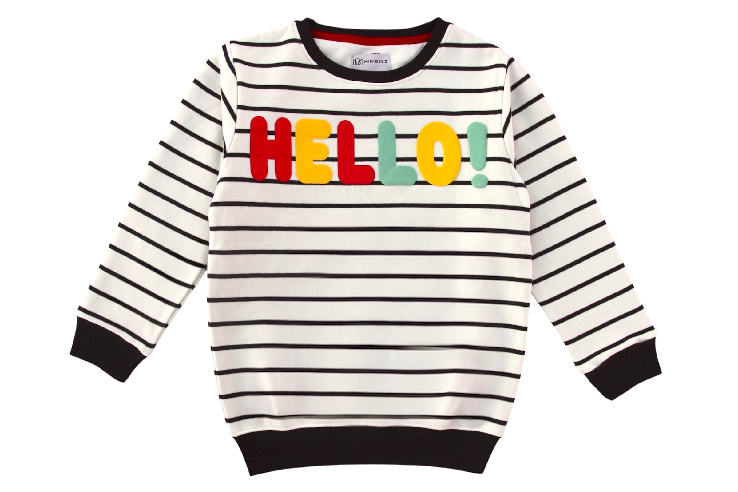 BOY/GIRL HELLO! EMBOSSED PRINT FLEECE SWEATSHIRT