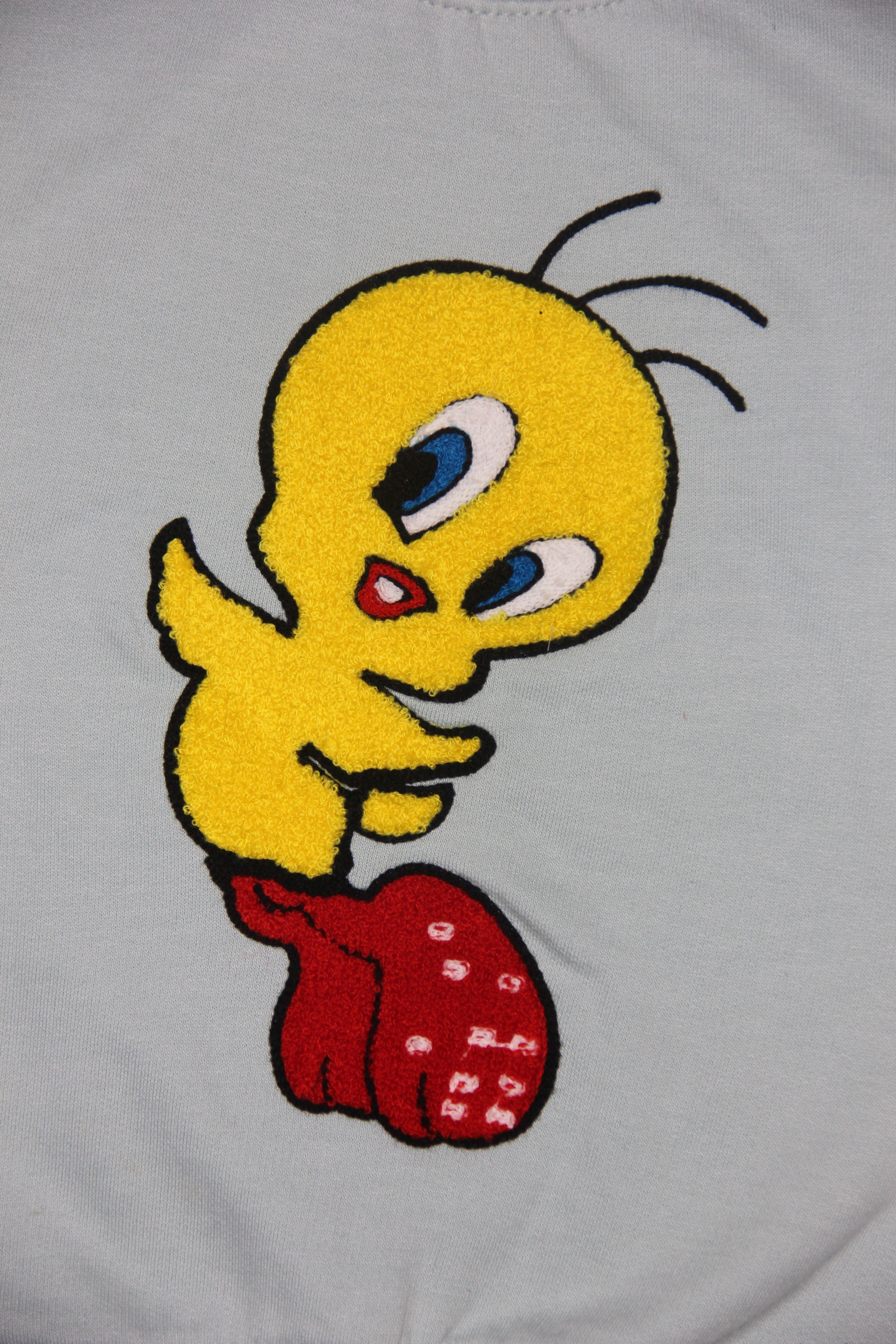 GIRL FLEECE SWEATSHIRT EMBROIDERED LIGHT BLUE TWEETY
