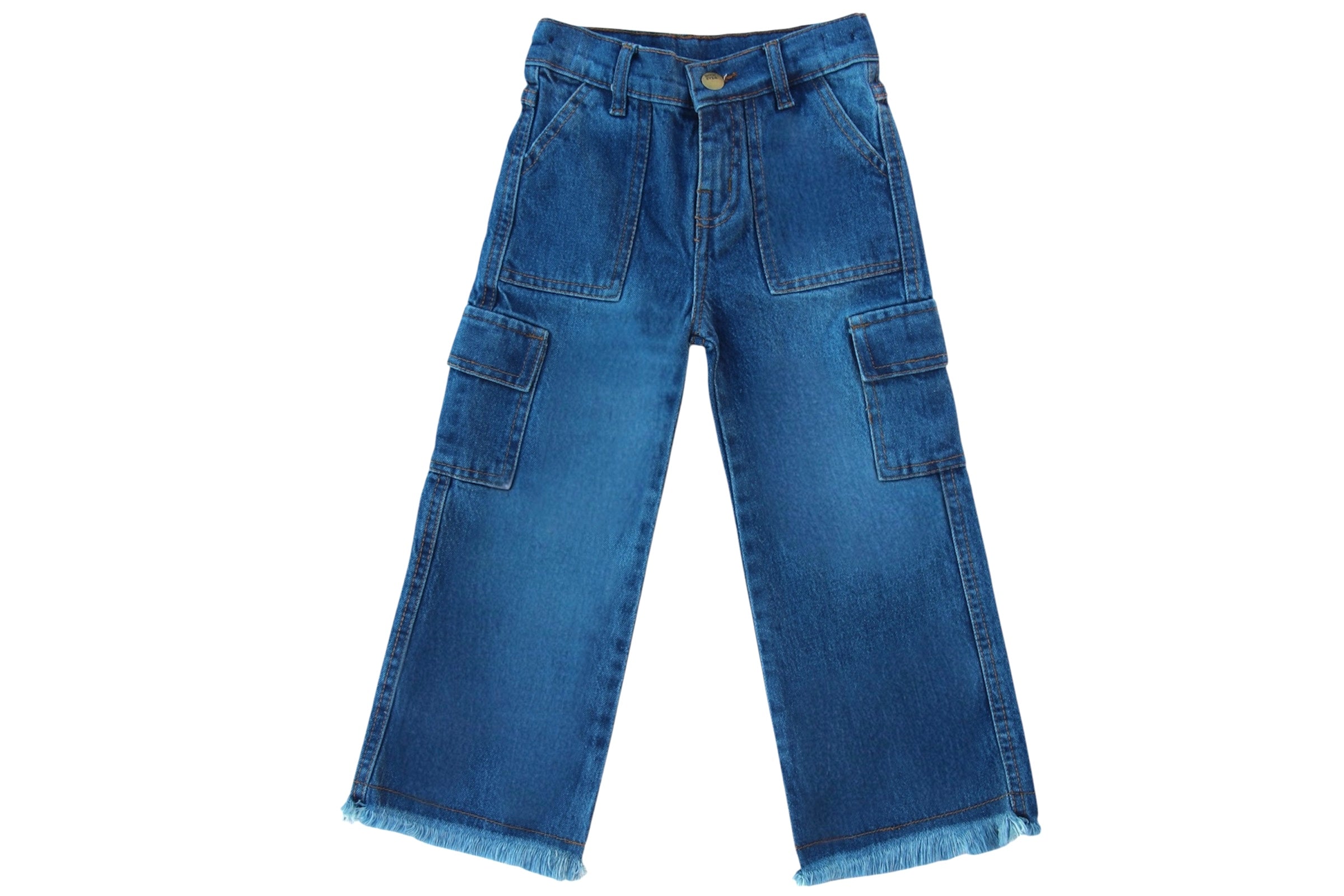 GIRL DARK BLUE DENIM CARGO PANTS
