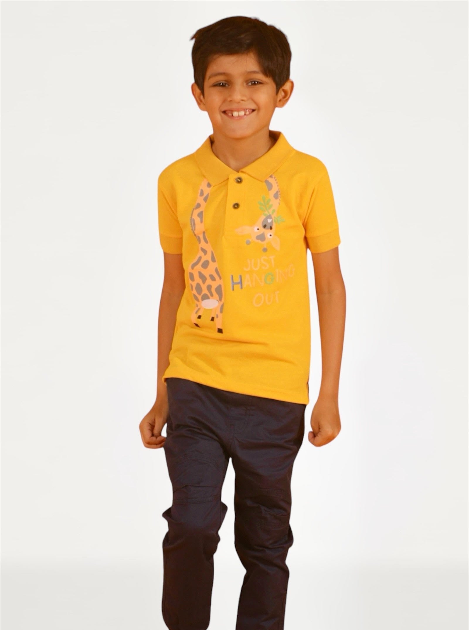 Polo pk Mustard hanging giraffe shirt boy