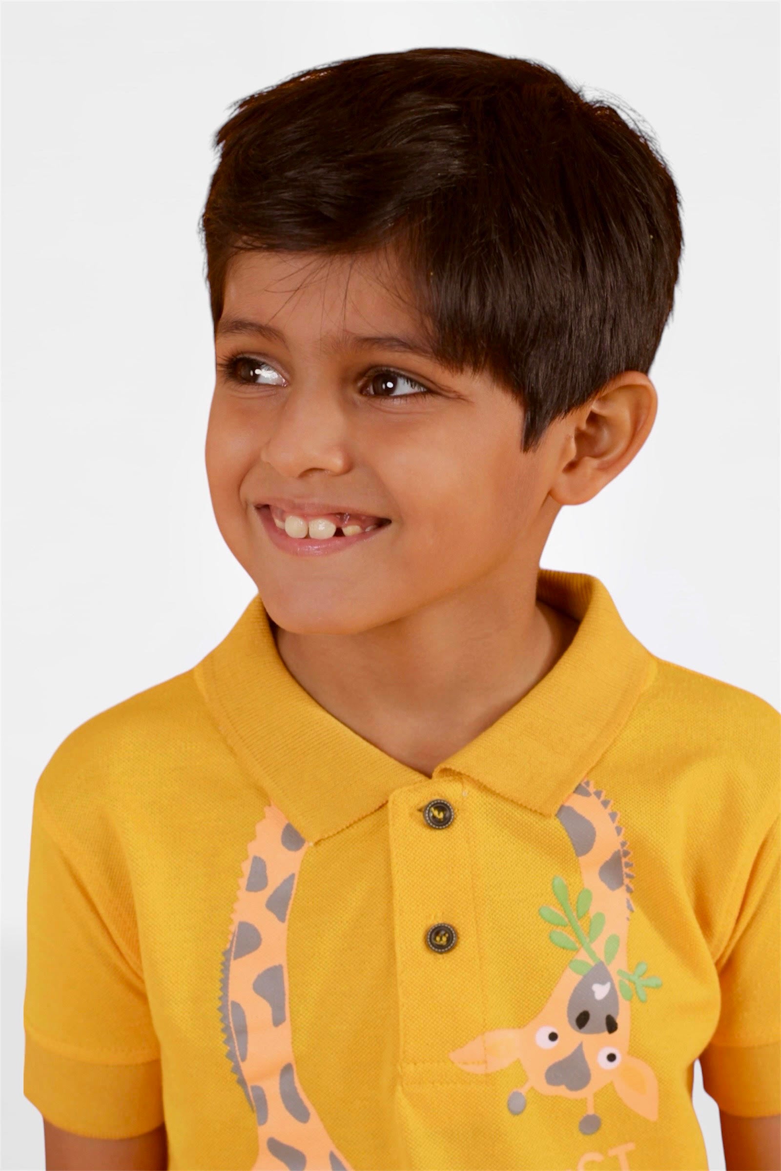 Polo pk Mustard hanging giraffe shirt boy